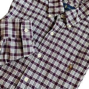 Ralph Lauren Shirt‎ Men's M Purple Plaid Classic Fit Button Down Full Color Pony